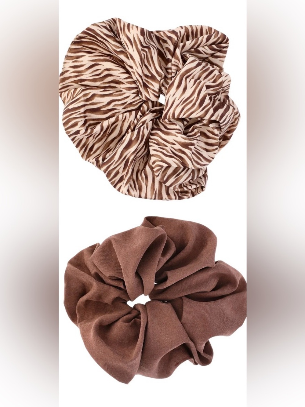 NWT Time and Tru Women's Large Scrunchy Hair Tie, 2-Pack, Tan Time and True